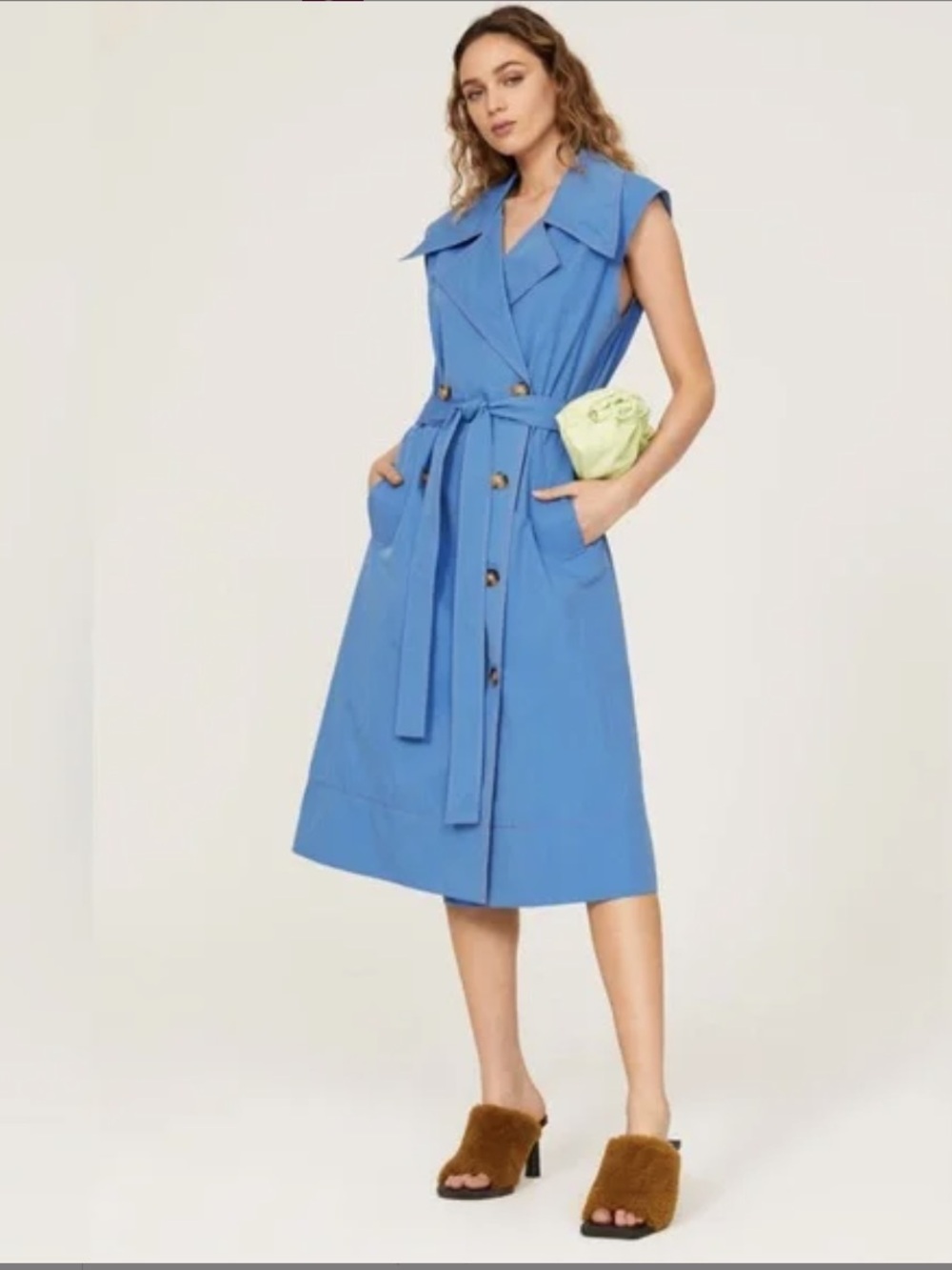 Rejina Pyo size 10 blue trench sleeveless knee-length dress